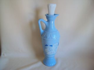 Vintage Jim Beam Blue/white Milk Glass Bottle Decanter With Stopper