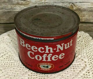 Vintage Beech Nut One Pound Coffee Tin Advertising Tin