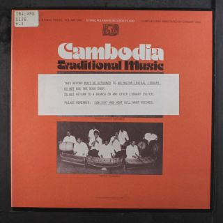 Various: Cambodia: Traditional Music Lp (insert,  Large Library Toc,  Small Libr