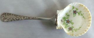 Antique Sea Shell Spoon With Extra Coin Silver Plate Circa 1860