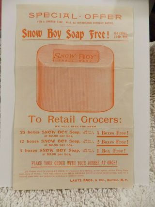 Vintage Collectible Advertising Offer 1898 Circus Soap Snow Boy Washing Powder O