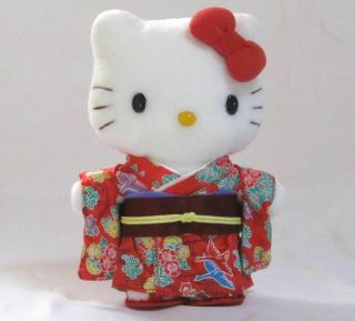 Sanrio Hello Kitty Japanese Kimono Plush Doll Red 7.  1inch