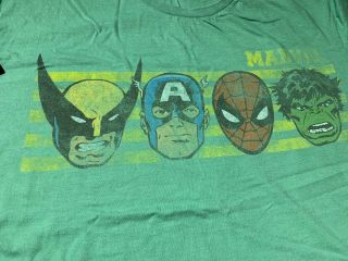 Green Marvel Superhero Wolverine,  Hulk,  Captain America,  Spiderman T - Shirt Xl