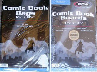 (100) Bcw Current / Modern Comic Book Size Bags / Covers And Backing Boards