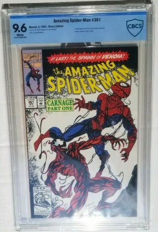 The Spider - Man 361 1st print CBCS 9.  6 KEY 1ST Appearance CARNAGE Hot 2