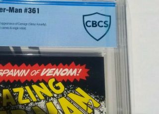 The Spider - Man 361 1st print CBCS 9.  6 KEY 1ST Appearance CARNAGE Hot 6