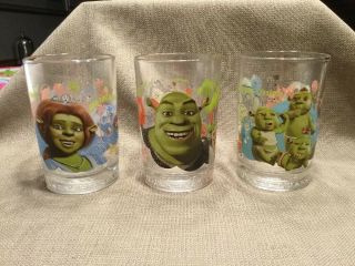 Shrek The Third Dream Mc Donalds Glass - 5 1/4 " Tall,  2007 Set Of 3