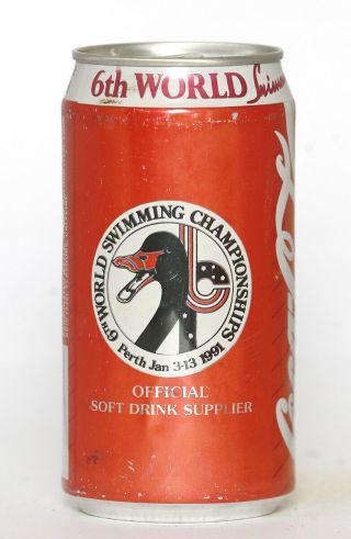 1991 Coca Cola Can From Australia,  World Swimming Championships