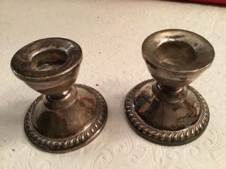 Vintage Crosby Sterling Silver Candle Holders Weighted 2 1/2” Base 2 1/4” Tall
