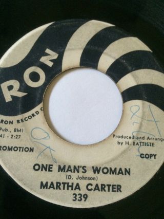 Rare Northern Soul Promo 45/ Martha Carter " One Man 