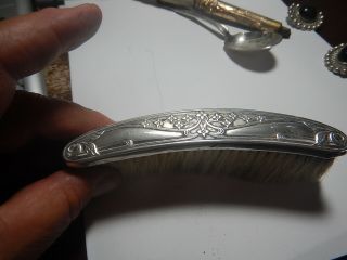 Sterling Silver Top Old Clothes Brush 5 1/2 Inch Estate F & B Hallmark