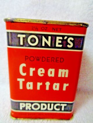 Tones Powdered Cream Tartar 2 1/4 Ounces Black And Orange Spice Tin