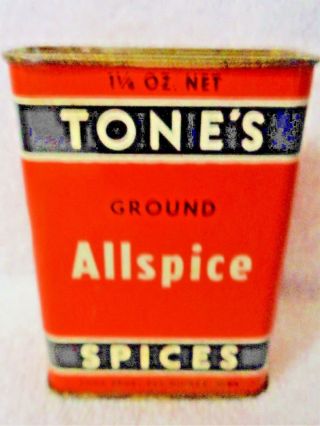 Tones Ground Allspice 1 1/4 Ounces Black And Orange Spice Tin