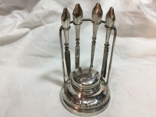 Vintage Art Deco Silver Plated Vanity Manicure Stand With Tools