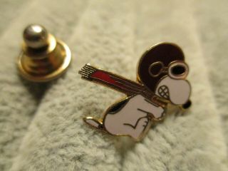 Vtg Peanuts Snoopy Red Baron Lapel Pin Ww 2 Flying Ace Hat Pin 1970s