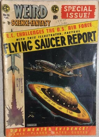 Weird Science - Fantasy 26 (1954) Ec Comics Wood Crandall Flying Saucers Vg/vg,