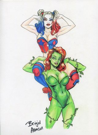 Pitathon Dc Comic Art Poison Ivy And Harley Quinn Cute Sexy Pinup