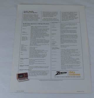 1984 Zenith Z - 100 Desktop Computers Tri - fold Color Brochure 5