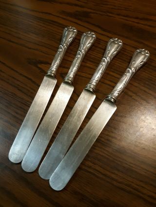 4 Reed & Barton 9 " 1904 Modern Art Pattern Silverplate Dinner Knives No Monogram