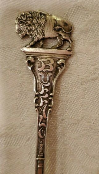 Antique George Vose Mfg Co Sterling Silver Souvenir Spoon Buffalo Ny 5 5/8 "