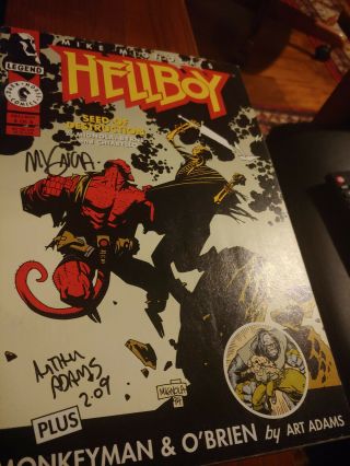 Signed Hellboy Seed Of Destruction 4 Mike Mignola Art Adams Monkeyman & O 