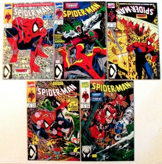 Spider - Man Torment 1 - 5,  Complete " Legend Of The Arachknight " - Marvel - 1990 - Nm,  /mt