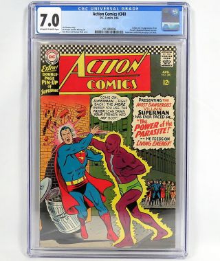 Dc Action Comics 340 Cgc 7.  0 Off - White To White Pages Origin 1st Parasite 1966