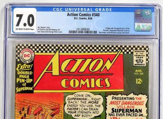 DC Action Comics 340 CGC 7.  0 Off - White to White Pages Origin 1st Parasite 1966 2