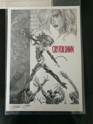 Signed Joseph Michael Linsner 1993 " Cry For Dawn " Poster