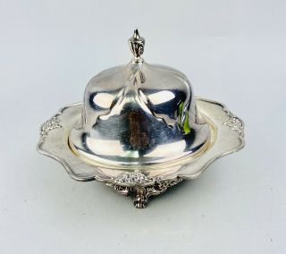 Vintage Derby Silver Co Silver Plate Art Noveau Covered Butter Dish 2