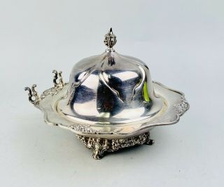 Vintage Derby Silver Co Silver Plate Art Noveau Covered Butter Dish 3