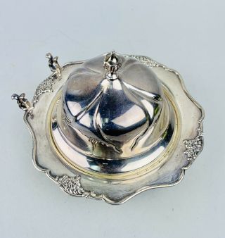 Vintage Derby Silver Co Silver Plate Art Noveau Covered Butter Dish 4