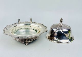 Vintage Derby Silver Co Silver Plate Art Noveau Covered Butter Dish 5