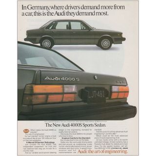 1984 Audi 4000s Sports Sedan: Germany Where Drivers Demand Vintage Print Ad