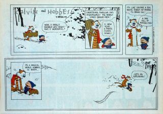Calvin And Hobbes By Watterson - Very Last Sunday Comic Page,  December 31,  1995