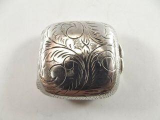 Small Engraved Silver Pill Box With London Hallmark Ref 236/3