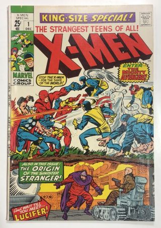 X - Men King Size Annual 1 Vf - 7.  5 Signed Stan Lee & Jack Kirby Key Issue L@@k
