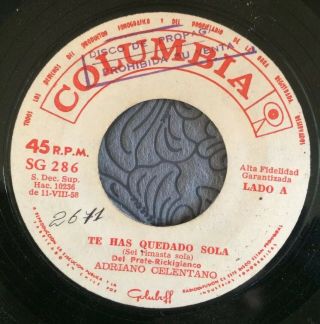Adriano Celentano - Chile Megarare Promo Single Columbia 45 Rpm 7 " Vg,