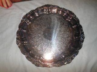 14 " Towle Ornate Shell Serving Tray Silverplate Silver Embossed 4377 Wedding