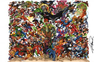George Perez Signed Jla Avengers Art Print Wonder Woman Thor Batman Iron Man