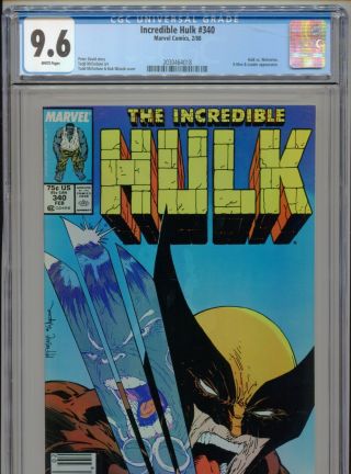 1988 Marvel Incredible Hulk 340 Todd Mcfarlane Wolverine Cgc 9.  6 White Box5