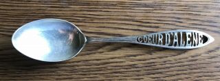 Vintage Pierced Handle 1916 Coeur D’alene Idaho Souvenir Sterling Silver Spoon