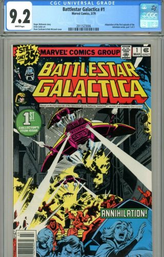 Battlestar Galactica 1 Cgc Graded 9.  2 - White Pages - Adaptation From Tv Series