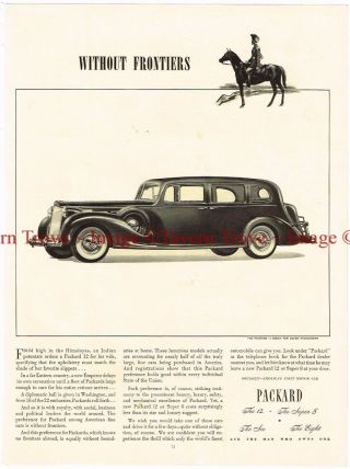1938 Packard Without Frontiers 14 Inch Paper Ad