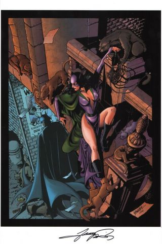 George Perez Signed Dc Comics Hero Art Print Batman & Catwoman