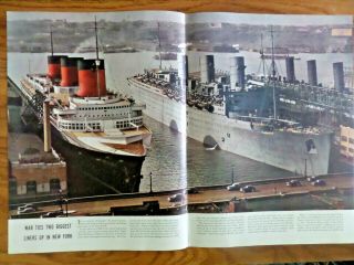 1939 Article Photo Ad Ocean Liners Normandie Queen Mary & Aquitania