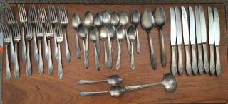 Vintage Set 38 Queen Bess Tudor Plate Community Silver Flatware Utensils Ladle