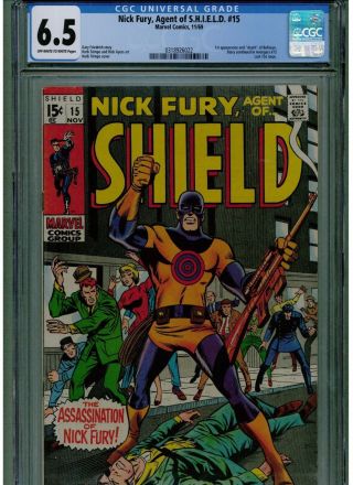 Nick Fury Agent Of Shield 15 Cgc 6.  5 1st Appearance Of Bullseye And Death 1969