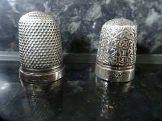 2 Antique Silver Thimbles Charles Horner Of Chester 1909