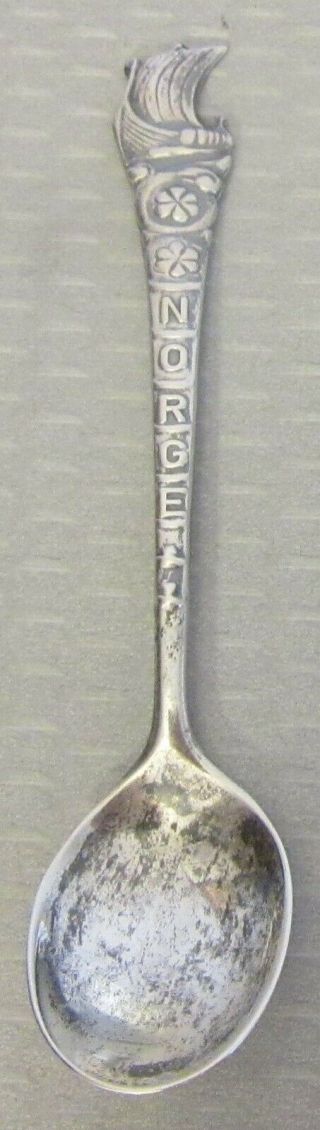 Vtg Sterling Silver Norge Viking Ship Spoon 4 " Demi Norway 925